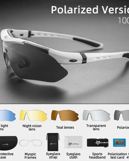 ROCKBROS Polarized Cycling Glasses Men Sports Sunglasses Road MTB Mountain Bike Bicycle Riding Protection Goggles Eyewear 5 Lens