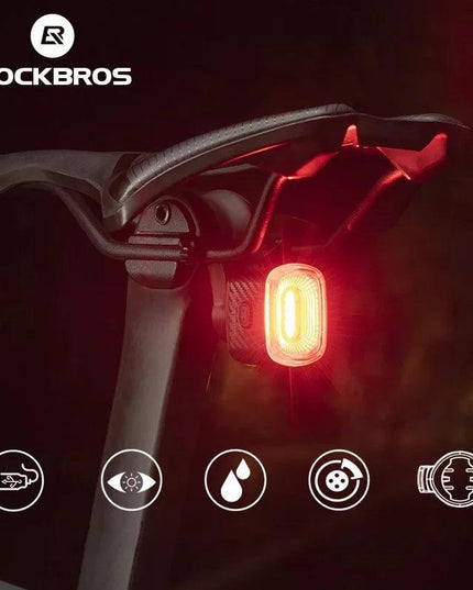 ROCKBROS Bicycle Rear Light Smart Auto Brake Sensing USB Bike Light IPX6 LED Taillight MTB Road Rechargeable Cycling Accessories