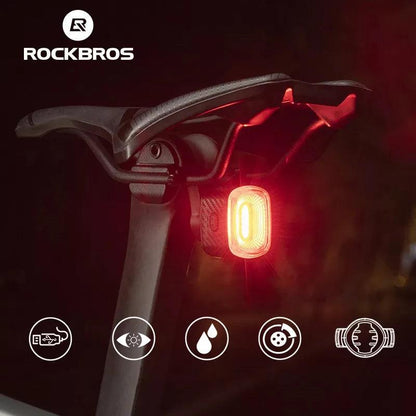 ROCKBROS Bicycle Rear Light Smart Auto Brake Sensing USB Bike Light IPX6 LED Taillight MTB Road Rechargeable Cycling Accessories