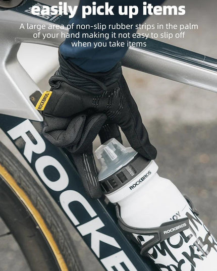 ROCKBROS Cycling Gloves MTB Road Bike Non-slip Gloves Touch Screen Winter Thermal Fleece Warmer Windproof Gloves Full Finger