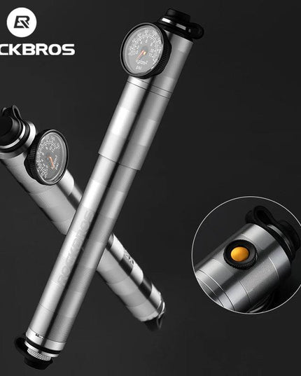 ROCKBROS Bike Pump High Pressure Aluminium Alloy CNC Dustproof Barometer AV/FV Ultralight Portable Inflater Bicycle Accessories