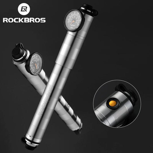 ROCKBROS Bike Pump High Pressure Aluminium Alloy CNC Dustproof Barometer AV/FV Ultralight Portable Inflater Bicycle Accessories