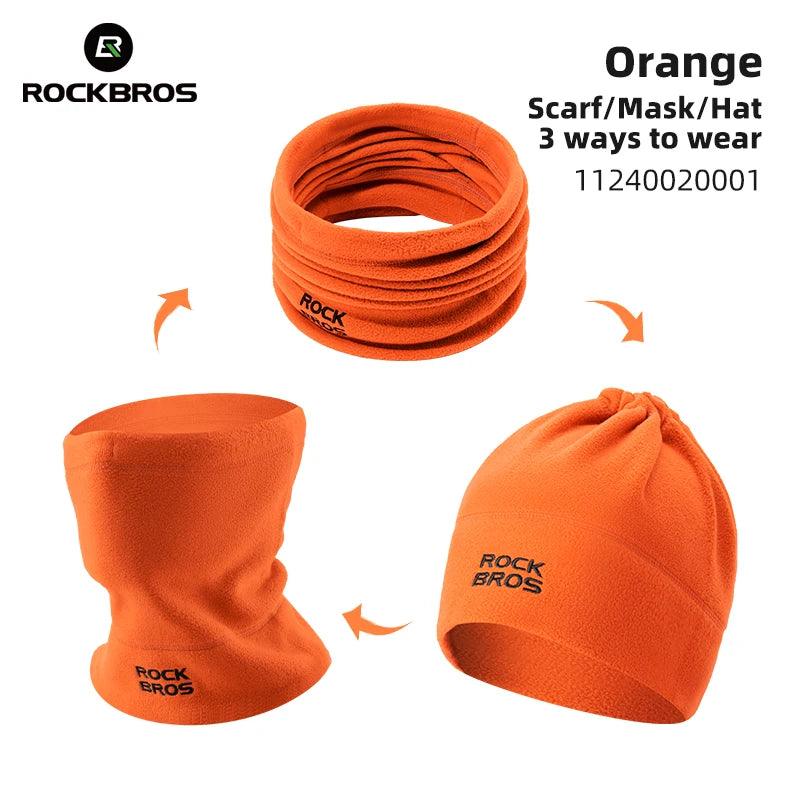 ROCKBROS Winter Scarf Hats Fleece Windproof Balaclava Hiking Warm Mask Bandana Ear Neck Cover Thermal Camping Sport Gear