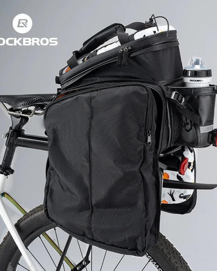 ROCKBROS 3 In 1 Bicycle Trunk Bag 35L Big Quality MTB Gravel Bike Bag Hard Shell Travel Luggage Panniers with Waterproof Cover