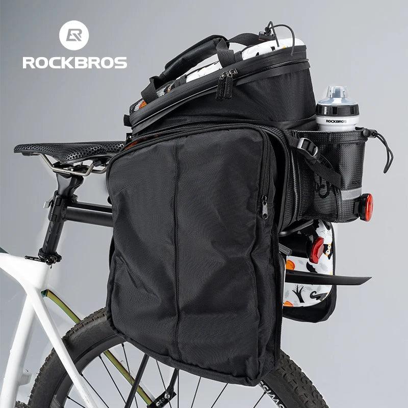 ROCKBROS 3 In 1 Bicycle Trunk Bag 35L Big Quality MTB Gravel Bike Bag Hard Shell Travel Luggage Panniers with Waterproof Cover