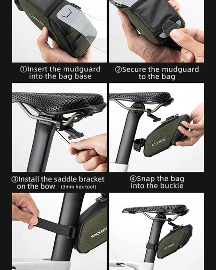 ROCKBROS Bicycle Saddle Bag Portable Waterproof Cycling Seat Tail Bag MTB Road Bike Storage Bag Seatpost Backpack With Mudguard