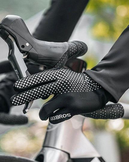 ROCKBROS Full Finger Gloves Sports Breathable Touch Screen Gloves MTB Road Bike Non-slip Gloves Cycling Lengthened Wrist Outdoor