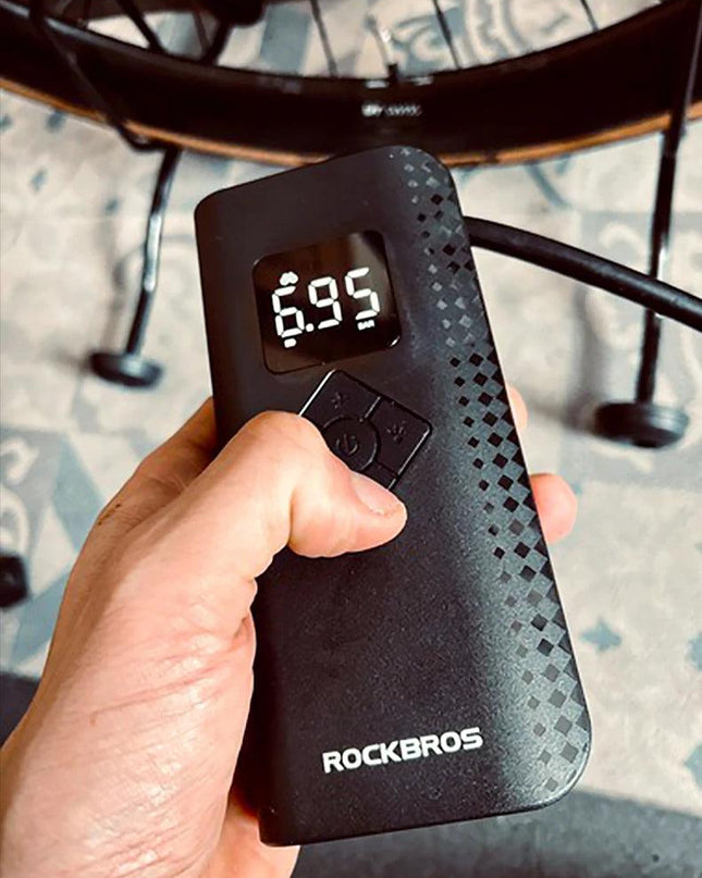ROCKBROS Air Pump for Car Electric Bike Motorcycle 150PSI Type-C Tire Inflator Portable Air Compressor with LCD Digital Display