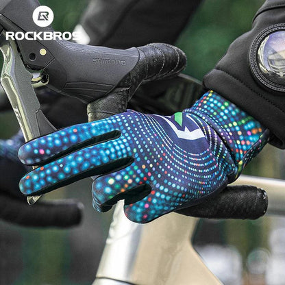 ROCKBROS Cycling Gloves Winter Warm Fleece Long Finger Gloves Mountain Road Cycling Gloves Full Finger Lengthened Wrist Guards