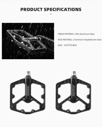 ROCKBROS ROAD TO SKY Cycling Pedals CNC Aluminum Alloy 3 Bearings Structure MTB Bike Pedals High Quality Bike Pedals Accessories