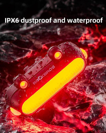 ROCKBROS Bike Rear Light IPX6 Bike Taillight LED Type-C Charging 5Modes Safety Warning Cycling Smart Taillight Rear Bicycle Lamp