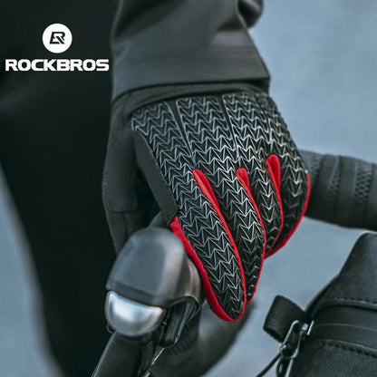 ROCKBROS Windproof Cycling Gloves Touch Screen Riding MTB Bike Bicycle Gloves Thermal Warm Motorcycle Winter Autumn Bike Gloves