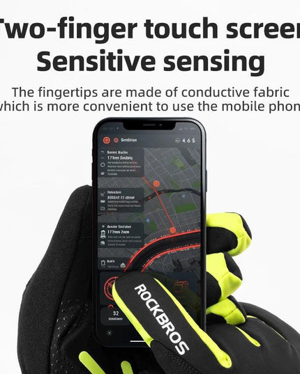 ROCKBROS Warm Heating Gloves Cycling Electric Heating Gloves Intelligent Sensing Winter Thermal Ski Long Glove Type-C charging