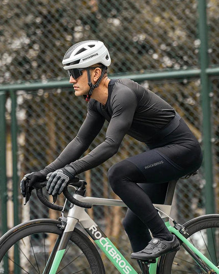 ROCKBROS Men's Cycling Straps Trousers Seamless Women Autumn Warm Breathable Bicycle Clothes Side Pocket Pad Road Bike Bib Pants