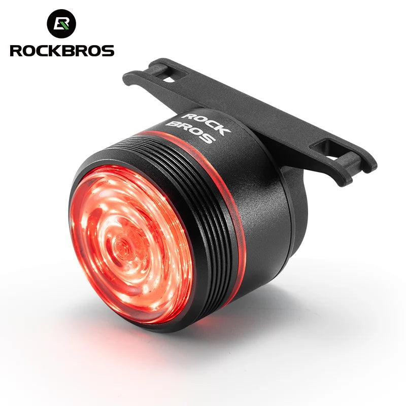 ROCKBROS Bicycle Tail Light Smart Auto Brake Sensing Light Waterproof Rear Touch-sensitive Cycling Taillight Vibration Wake-up