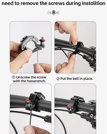 ROCKBROS Bicycle Bell Stainless Cycling Horn Mountain Road Anti-theft Alarm Horn Handlebar Bell Horn Classic Bicycle Accessories