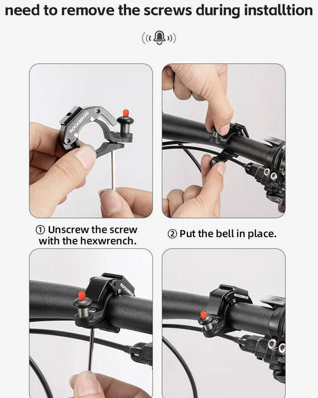 ROCKBROS Bicycle Bell Stainless Cycling Horn Mountain Road Anti-theft Alarm Horn Handlebar Bell Horn Classic Bicycle Accessories