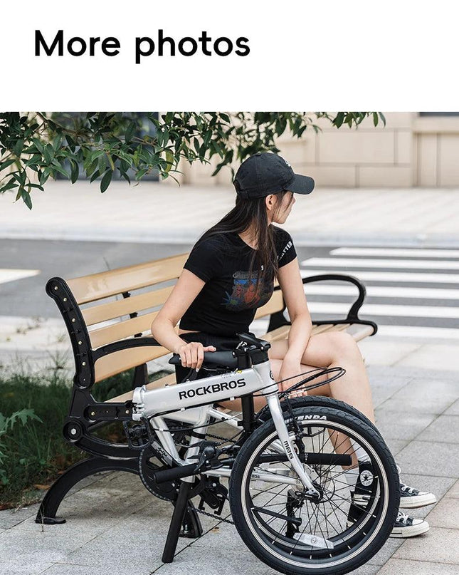 ROCKBROS 20 inch Folding Bike with Shimano 8-speed Aluminium Alloy Frame V Brake Lightweight Adult Unisex Adjustable Bike