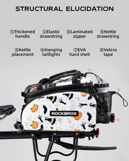 ROCKBROS 3 In 1 Bicycle Trunk Bag 35L Big Quality MTB Gravel Bike Bag Hard Shell Travel Luggage Panniers with Waterproof Cover