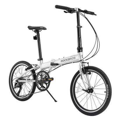 ROCKBROS 20 inch Folding Bike with Shimano 8-speed Aluminium Alloy Frame V Brake Lightweight Adult Unisex Adjustable Bike