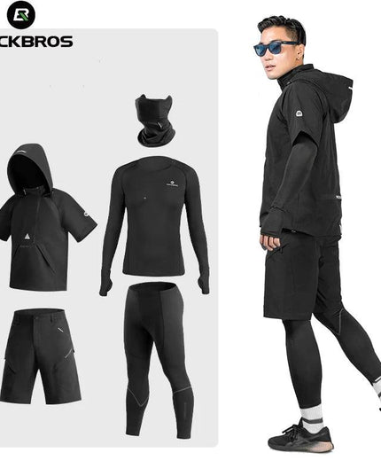 ROCKBROS Men's Tracksuit Gym Fitness Compression Sports Suit Clothes Running Jogging Sportwear Exercise Workout Tights 5 Pcs/Set