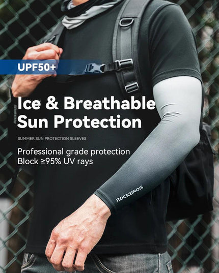 ROCKBROS Arm Sleeve UV Protection Cycling Sleeve Summer Quick Dry Breathable Fitness Fishing Sunscreen Sport Wear Arm Sleeves