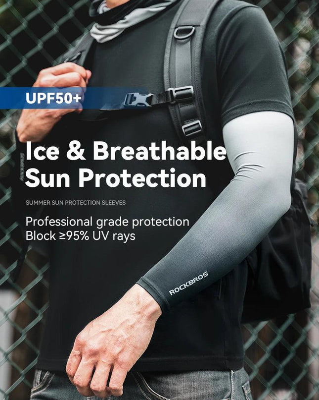 ROCKBROS Arm Sleeve UV Protection Cycling Sleeve Summer Quick Dry Breathable Fitness Fishing Sunscreen Sport Wear Arm Sleeves