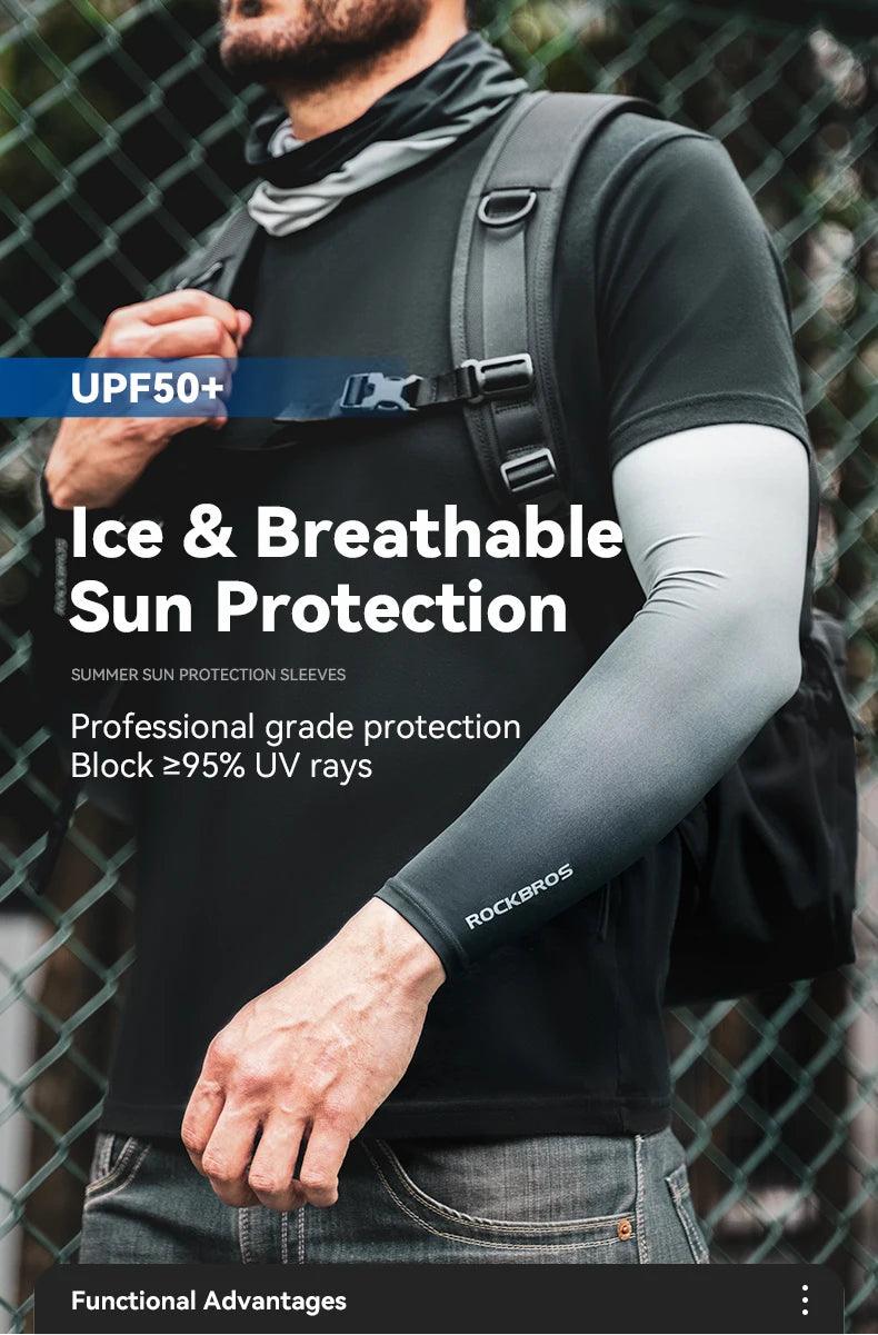 ROCKBROS Arm Sleeve UV Protection Cycling Sleeve Summer Quick Dry Breathable Fitness Fishing Sunscreen Sport Wear Arm Sleeves