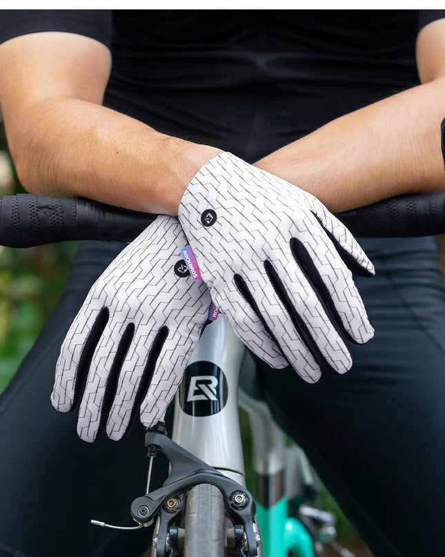 ROCKBROS Cycling Gloves Sunscreen Breathable MTB Road Bike Gloves Shock Absorption Non-slip Gloves Outdoor Thickened Palm Pad