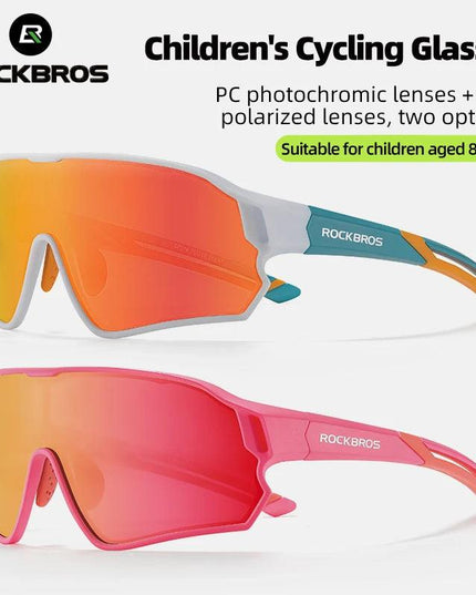 ROCKBROS Children's Cycling Glasses Polarised Sunglasses TR90 Flexible Frame for Boys Girls UV400 Protective Glasses Sports