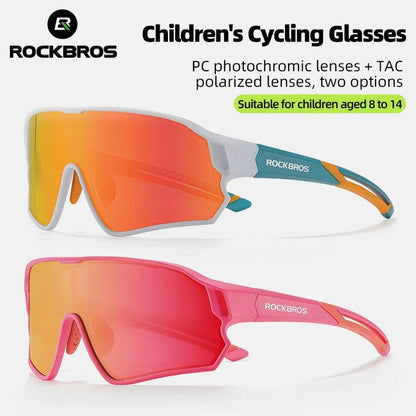 ROCKBROS Children's Cycling Glasses Polarised Sunglasses TR90 Flexible Frame for Boys Girls UV400 Protective Glasses Sports