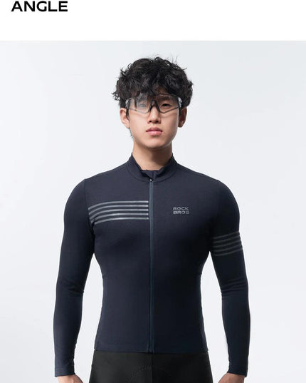 ROCKBROS Winter Cycling Jacket Warm Long Sleeves Top Riding Clothing Tight Reflective Logo Men's Cycling Jersey Profession Cloth
