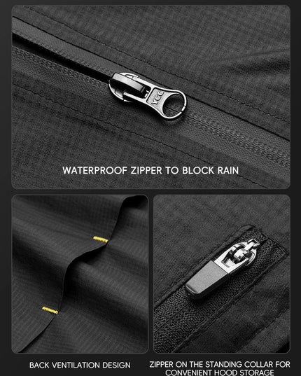 ROCKBROS Raincoat Cycling Waterproof Jacket Lightweight Motorcycle Rain Coat Breathable Reflective Hooded Outdoor Windbreaker