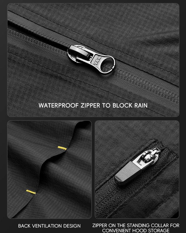 ROCKBROS Raincoat Cycling Waterproof Jacket Lightweight Motorcycle Rain Coat Breathable Reflective Hooded Outdoor Windbreaker