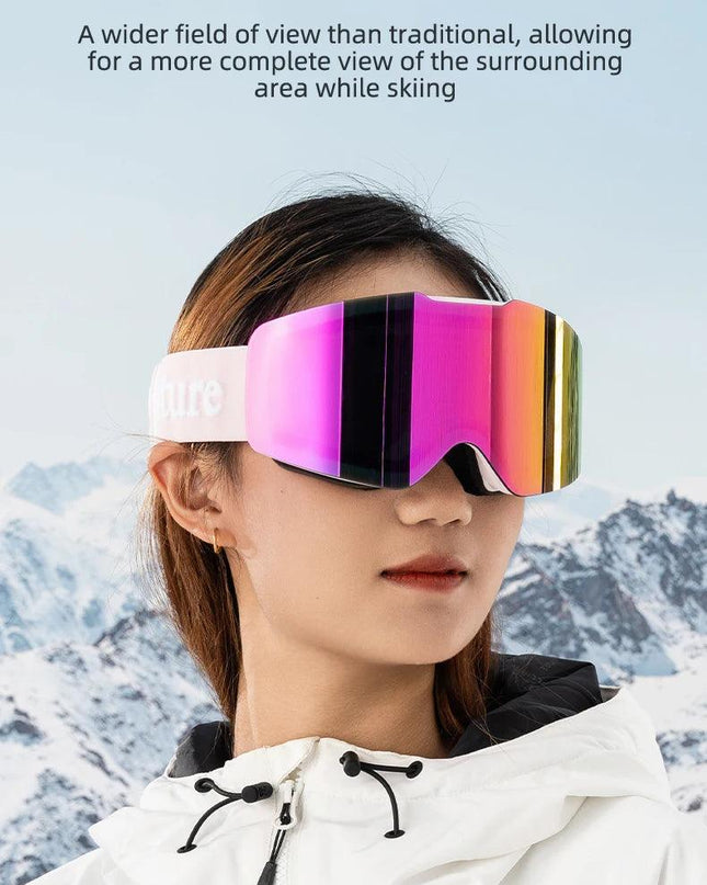 Qunature Ski Goggles Large Frame Snowboard Snow Goggles Double Layers UV400 Anti-fog Ski Glasses Skiing Outdoor Sport Eyewear