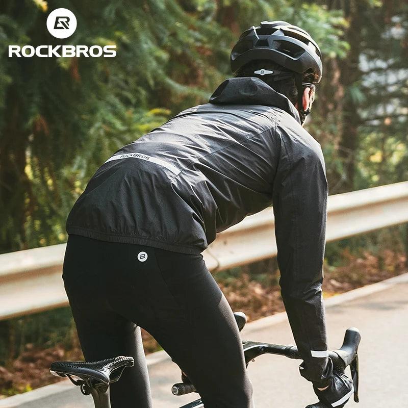 ROCKBROS Raincoat Cycling Waterproof Jacket Lightweight Motorcycle Rain Coat Breathable Reflective Hooded Outdoor Windbreaker