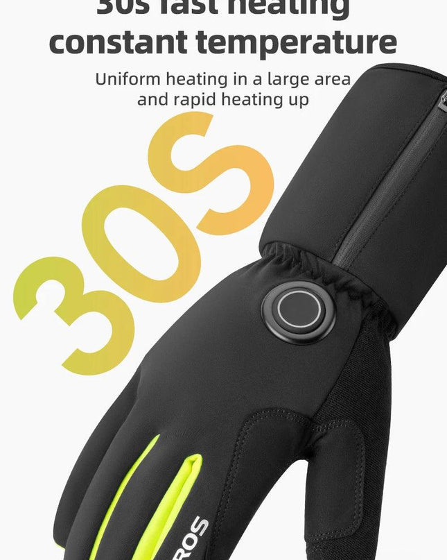 ROCKBROS Warm Heating Gloves Cycling Electric Heating Gloves Intelligent Sensing Winter Thermal Ski Long Glove Type-C charging