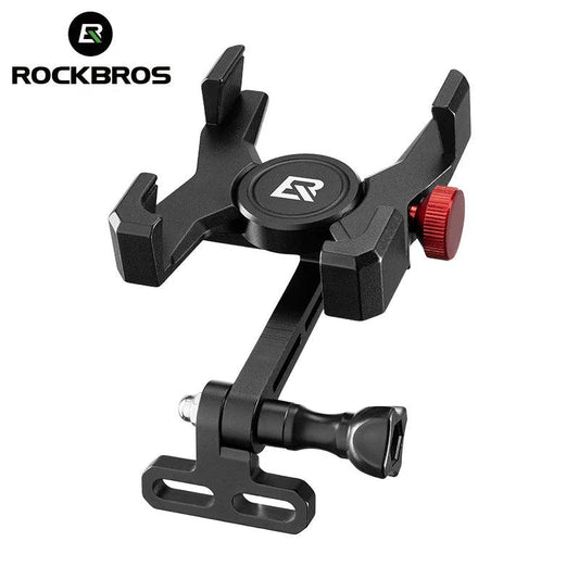 ROCKBROS Bike Phone Holder Aluminum Alloy Material Bracket Anti-slip Cushioning Pads 4.7-7.09 inch Mobile Phone Stand Shockproof