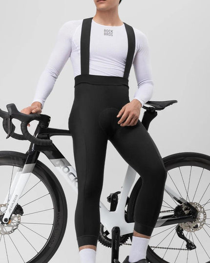 ROCKBROS Winter Cycling Bib Pants Breathable Long Pants Road Bike Pants Bib Tights 3D Cushion Padded Fleece Thermal Bicycle Pant
