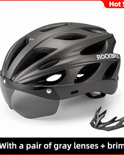 ROCKBROS Bicycle Helmet Men EPS Integrally-molded Breathable Cycling Helmet Men Women Goggles Lens Aero MTB Road Bike Helmet