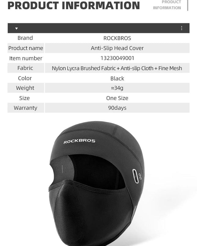 ROCKBROS Warm Windproof Cycling Cap Full Face Mask Fleece Thermal Helmet Head Cover Balaclava Ski Bicycle Motorcycle Head Hat