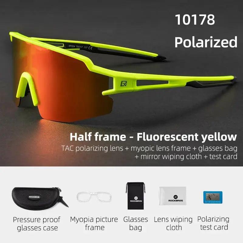 ROCKBROS Photochromic Cycling Glasses Polarized Built-in Myopia Frame Sports Sunglasses Men Women Glasses Cycling Eyewear Goggle