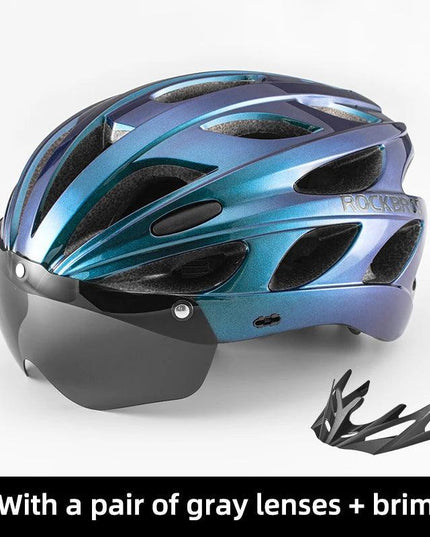 ROCKBROS Bicycle Helmet Men EPS Integrally-molded Breathable Cycling Helmet Men Women Goggles Lens Aero MTB Road Bike Helmet