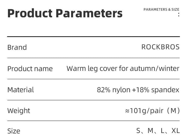ROCKBROS Winter Leg Warmers Cycling Sports Leg Warmer Men's Women's Breathable Nylon anti-slip Legging Running Bodybuilding