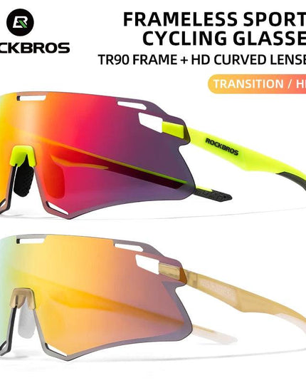 ROCKBROS Cycling Glasses Lightweight Frameless Bike Glasses High-Definition Lenses Road Bicycle Protection Goggles Sport Eyewear