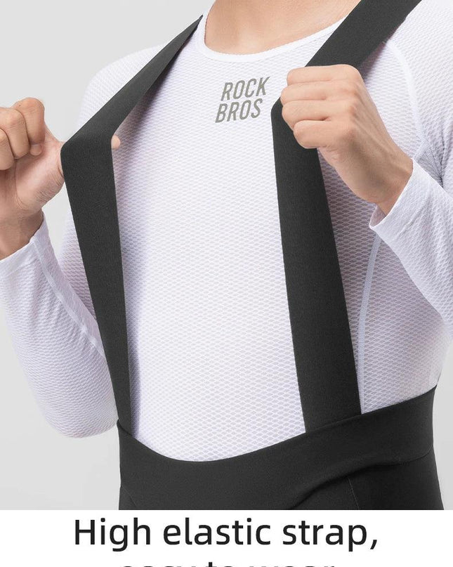 ROCKBROS Winter Cycling Bib Pants Breathable Long Pants Road Bike Pants Bib Tights 3D Cushion Padded Fleece Thermal Bicycle Pant