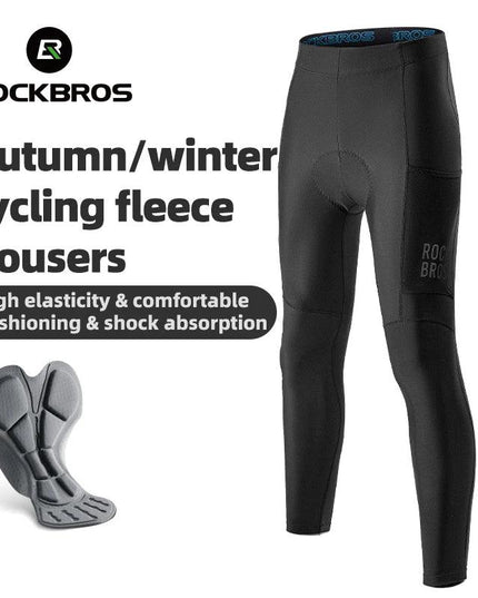 ROCKBROS Cycling Pants Thermal Fleece Winter 3D Padded Riding Leggings Tights Reflective Breathable Mountain Bike Sport Trousers