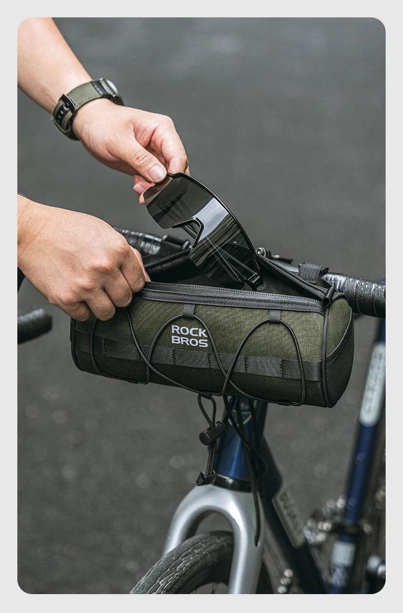 ROCKBROS Bicycle Bag Front Portable Handlebar Pannier 2L Big Capacity Multifunctional Shoulder Bag Reflectice Tube Bike Bag