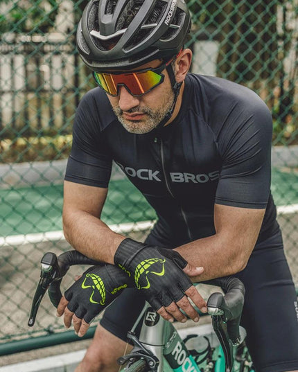 ROCKBROS Cycling Gloves Summer Bicycle Half Finger Gloves Shockproof Anti-Slip Fingerless Gloves Bike Breathable MTB Road Gloves