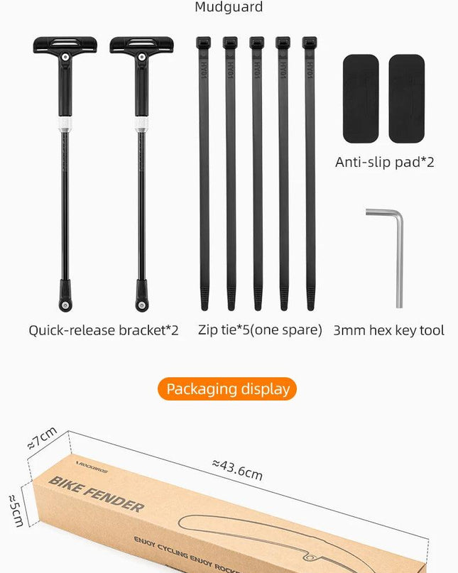 ROCKBROS Bicycle Mudguard Bike Fender PP Soft Plastic Mudguard Strong Toughness Road Suitable For Bicycle Protector Accessories